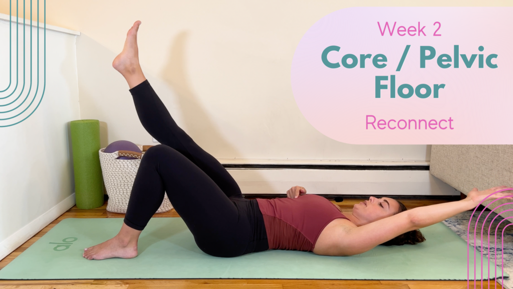 personal trainer teaching postpartum core exercise